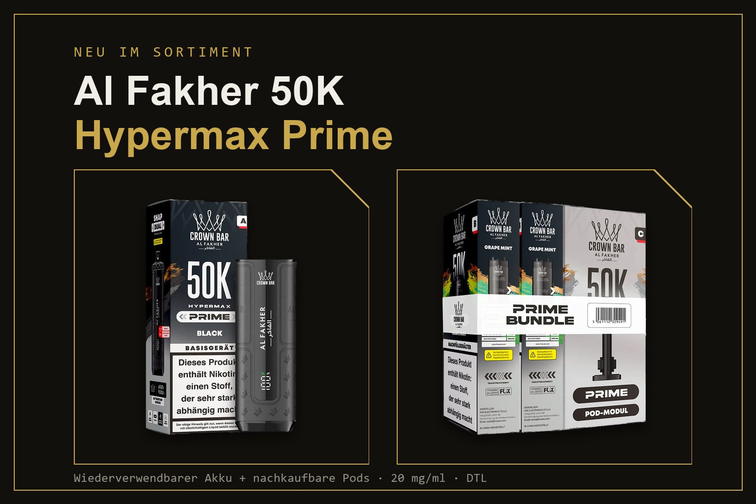 Al Fakher 50K Hypermax Prime – Basisgerät und Pod Bundle, neu bei SmokeFactory Köln